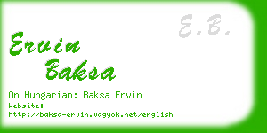 ervin baksa business card